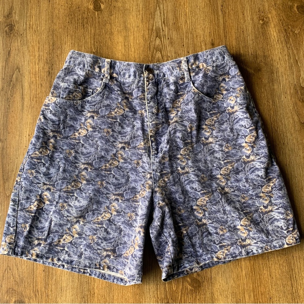 Vintage Changes Denim Floral Print Jorts Shorts 90s Womens Small